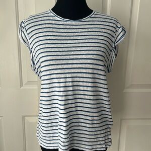 Vineyard Vines Navy and White Striped Tee Linen Resortwear Medium